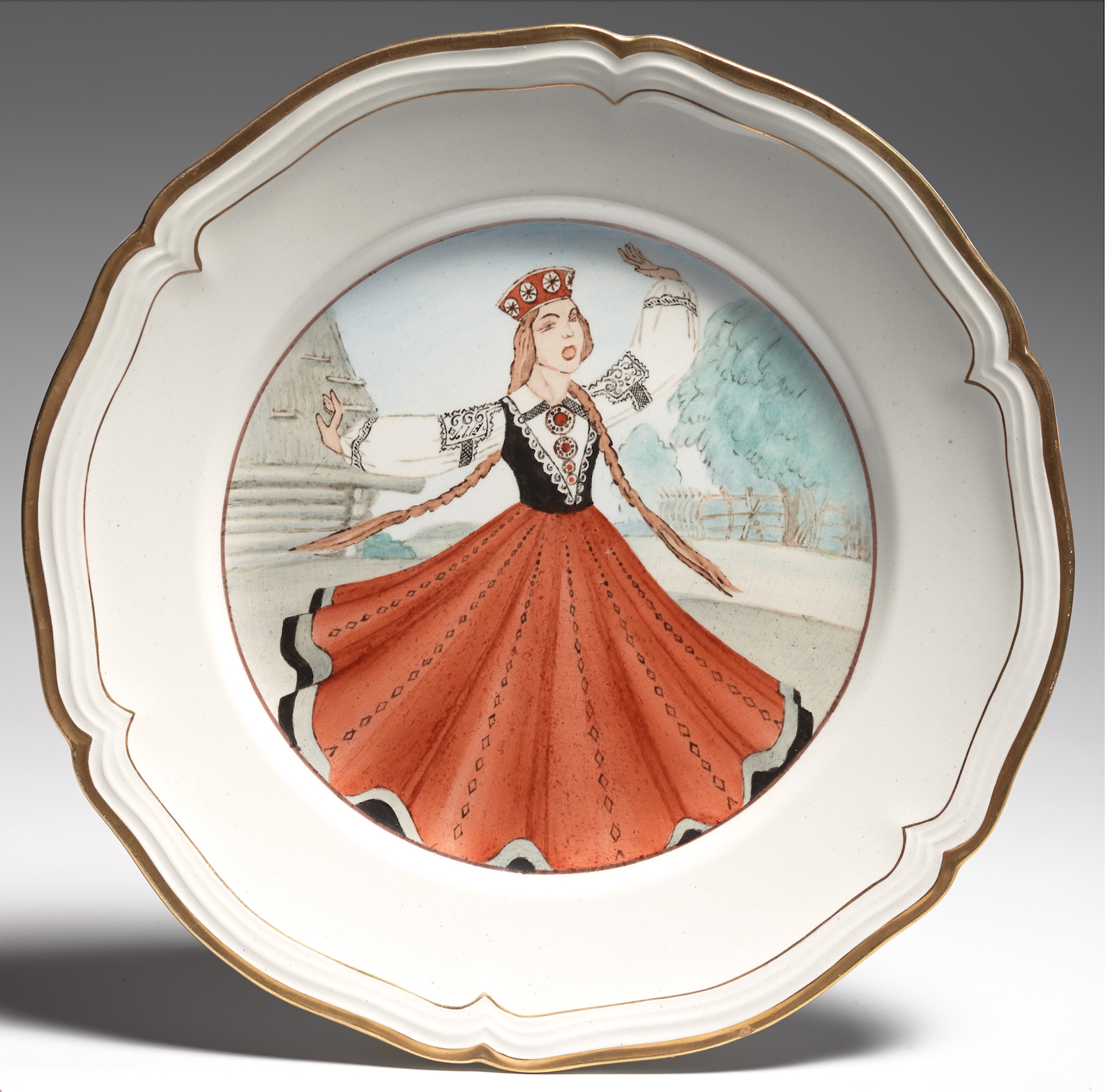 Decorative plate "Singing Girl in a Folk Costume"