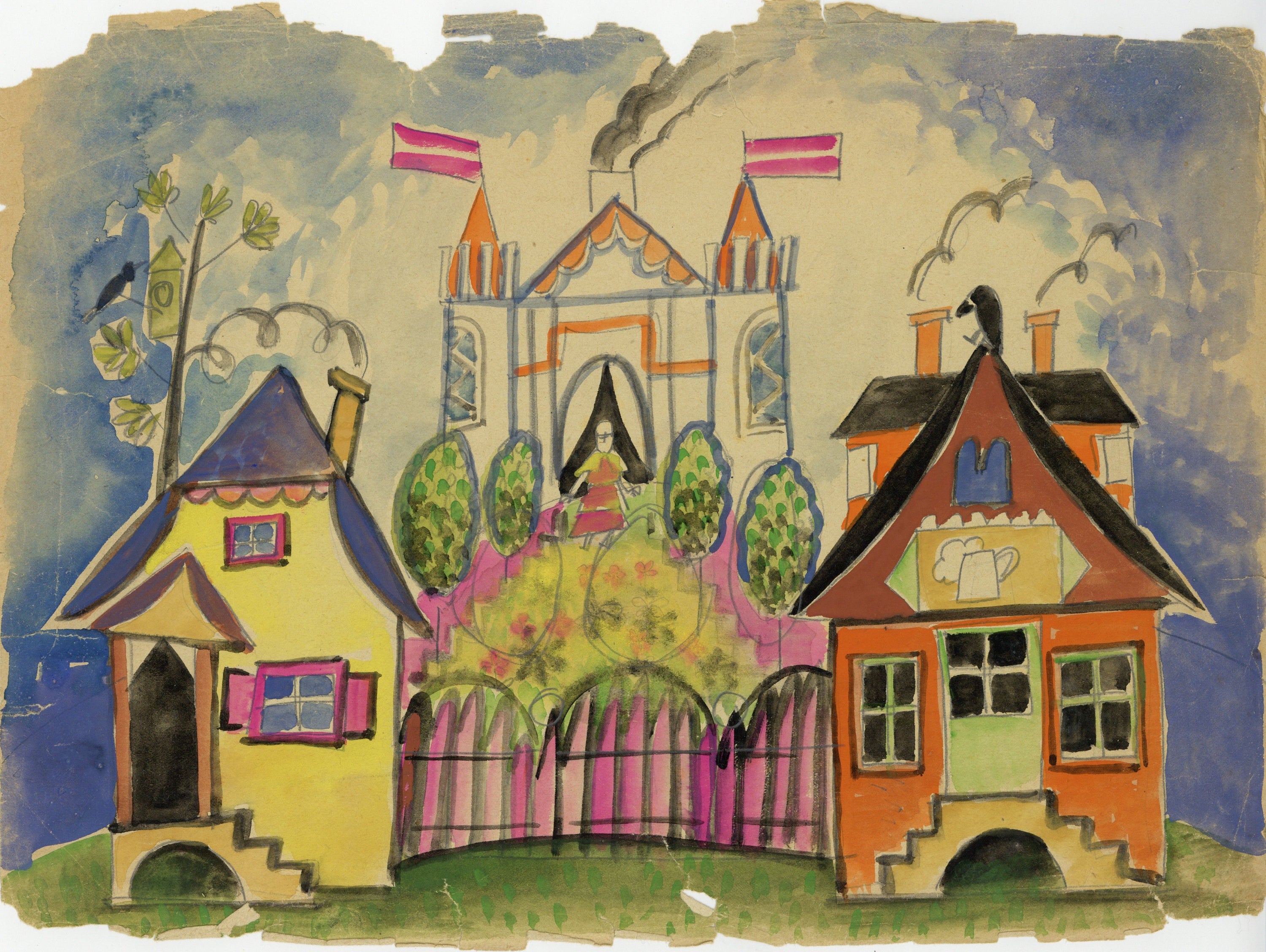 Jānis Bērzs. Set design sketch. The Castle