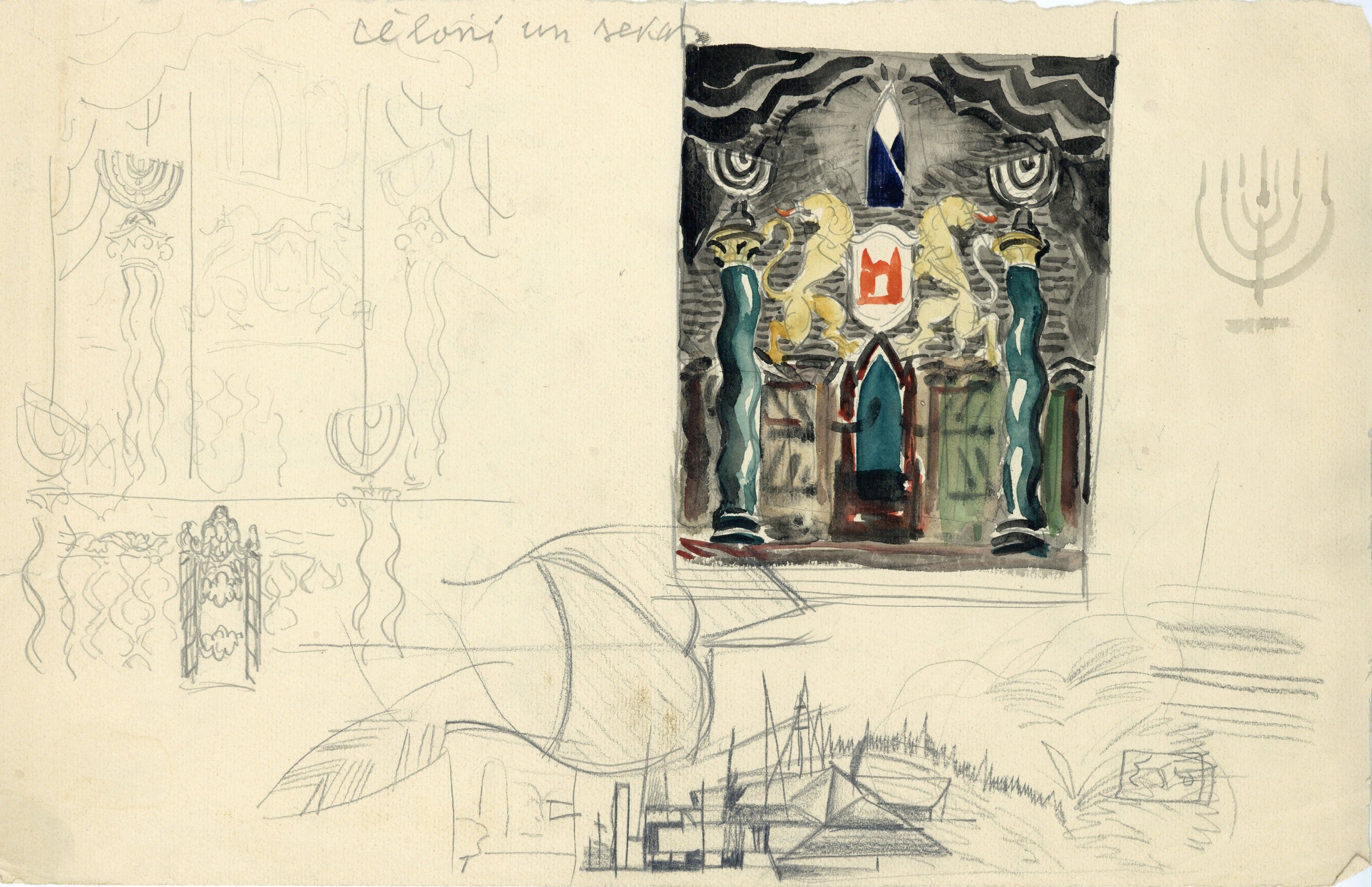 Jānis Bērzs. Set design sketch. Cause and Effect